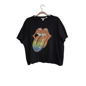 H&M Rolling Stones Semi Cropped Top Size XXL
